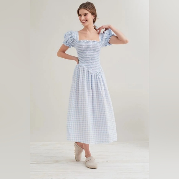 Sleeper Dresses & Skirts - Sleeper 100% linen belle dress in blue gingham, medium